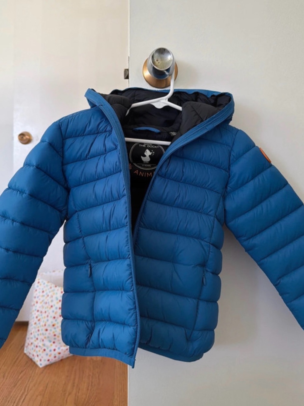 SAVE THE DUCK Kids Blue Hooded Puffer Jacket